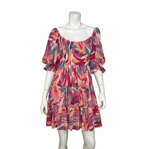 NWT Flying Tomato Mini Dress, Size L, Puff Sleeved